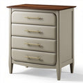 Commode en bois beige avec finition noyer et quatre tiroirs 80 x 45 x 100cm
