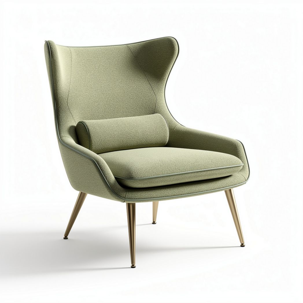 Fauteuil en tissu vert avec coussin lombaire dimensions 70 x 80 x 100cm
