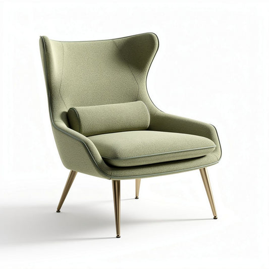 Fauteuil en tissu vert avec coussin lombaire dimensions 70 x 80 x 100cm