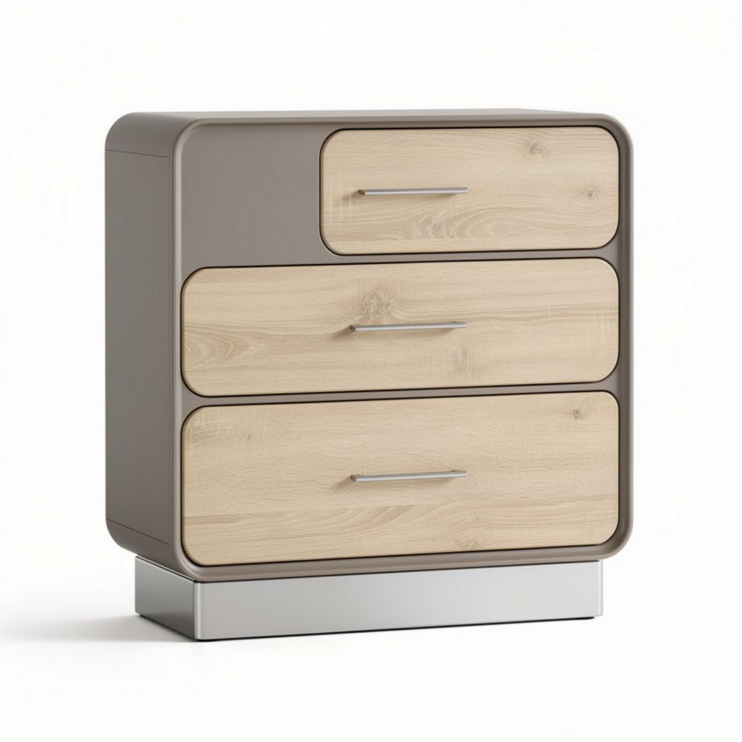Commode en bois de chêne clair avec trois tiroirs 70 x 40 x 80 cm