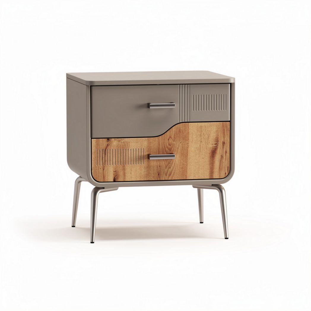 Commode en bois et métal 60 x 40 x 50cm pour rangement moderne