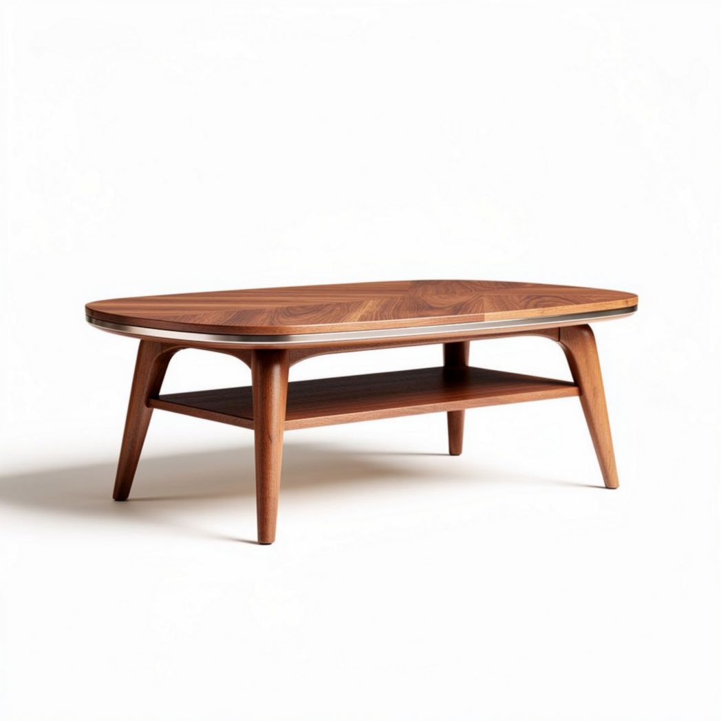 Table basse en bois de noyer avec étagère 120 x 60 x 40 cm