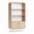 Bibliothèque en bois clair avec étagères et portes fermées 100 x 40 x 180cm