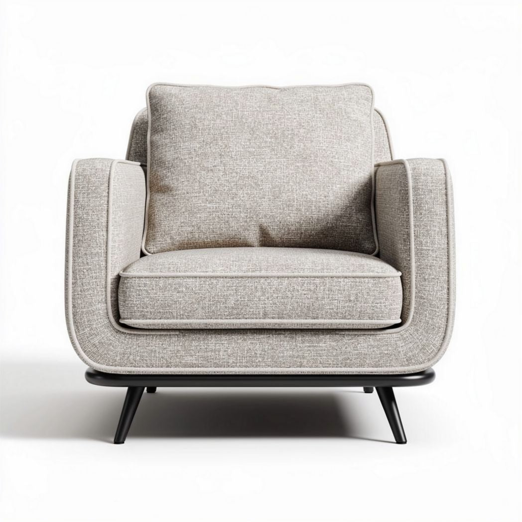 Fauteuil en tissu beige avec structure en bois dimensions 85 x 85 x 75cm