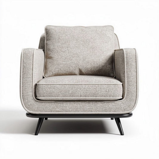 Fauteuil en tissu beige avec structure en bois dimensions 85 x 85 x 75cm