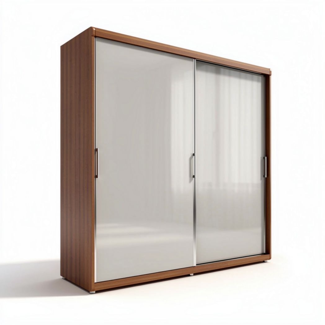 Armoire en bois avec portes coulissantes en verre 150 x 200 x 60cm