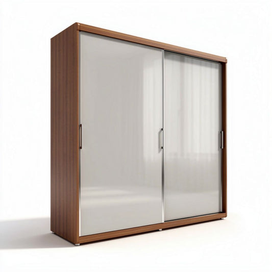 Armoire en bois avec portes coulissantes en verre 150 x 200 x 60cm
