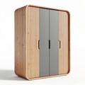 Armoire en bois de bambou avec portes grises dimensions 120 x 80 x 200cm