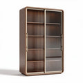 Armoire vitrée en bois marron de 90 x 40 x 180 cm avec étagères ajustables