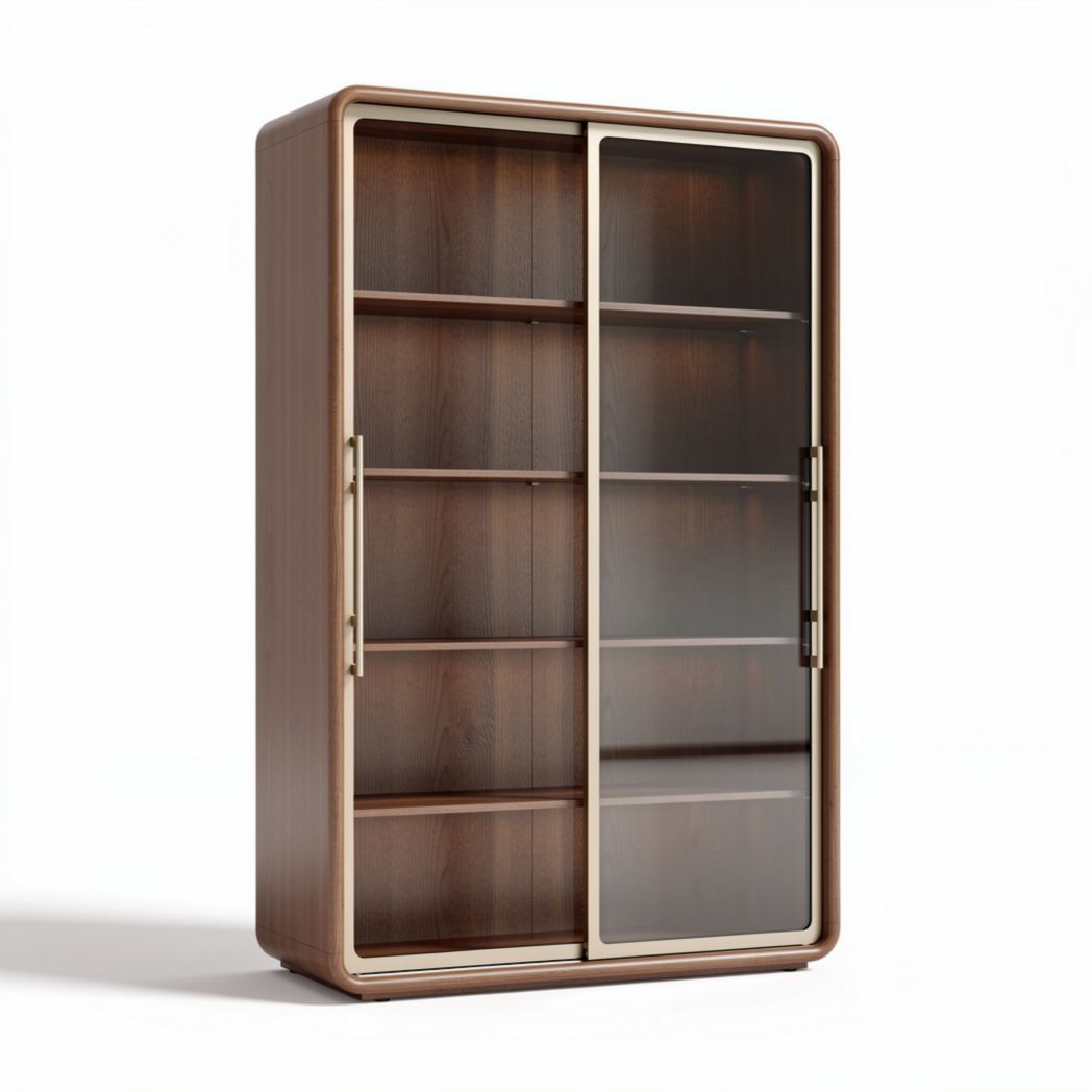 Armoire vitrée en bois marron de 90 x 40 x 180 cm avec étagères ajustables