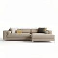 Canapé d'angle en tissu beige avec coussins décoratifs 240 x 90 x 85cm