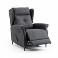 Fauteuil inclinable en tissu gris avec repose-pieds et dimensions 90 x 80 x 100cm