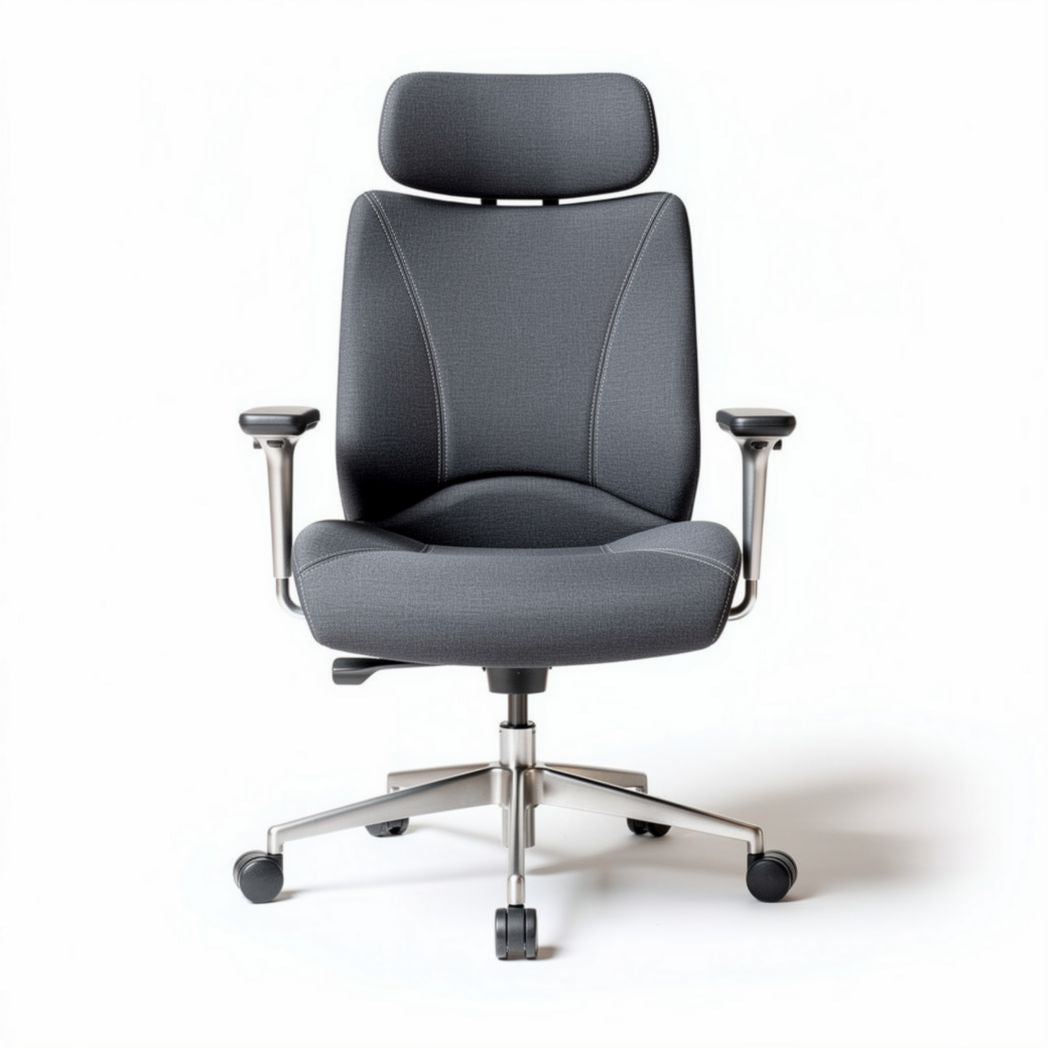 Chaise de bureau ergonomique en tissu gris avec accoudoirs réglables 55 x 60 x 110cm
