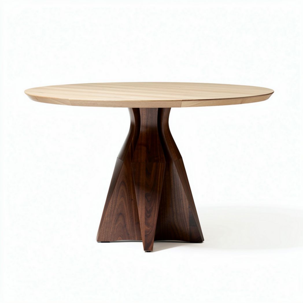 Table ronde en bois de noyer avec piètement sculpté dimensions 120 x 120 x 75cm