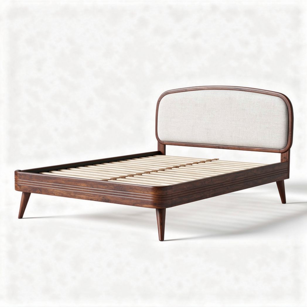 Lit en bois avec cadre rembourré en tissu de 200 x 160 x 90 cm