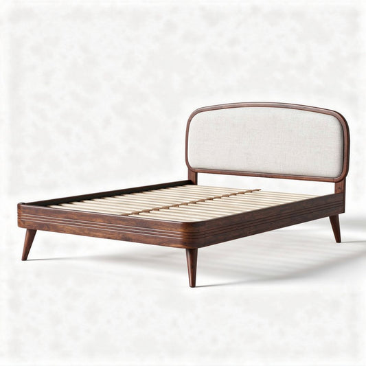 Lit en bois avec cadre rembourré en tissu de 200 x 160 x 90 cm